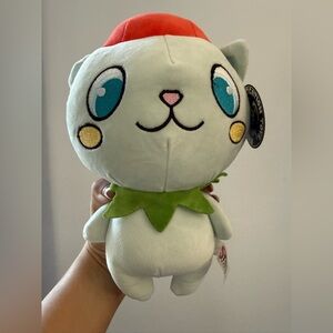 Cute Plush Cat Toy with Green Accents